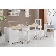 Маникюрный стол с подставкой для лаков и тумбой "Matrix" двухместный